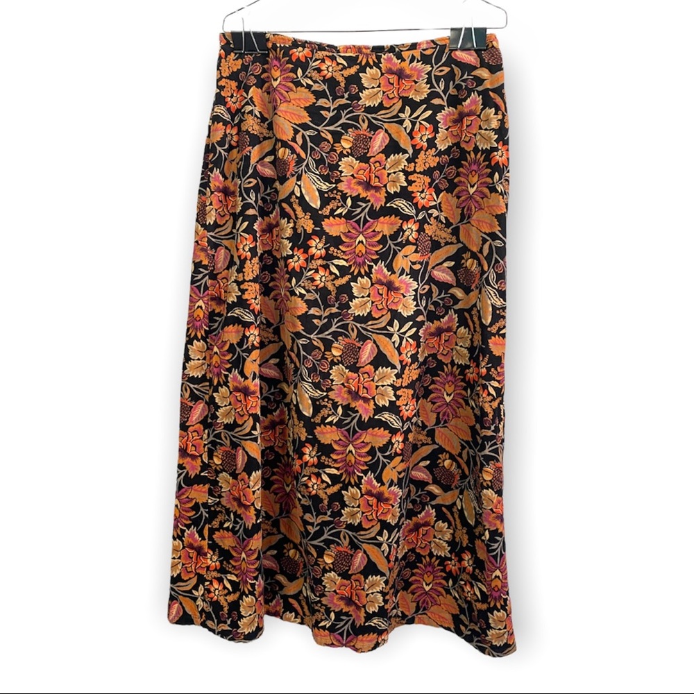Vintage White Stag Corduroy Maxi Skirt Floral Womens 10